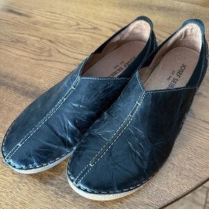 Josef Seibel Black Leather Loafers Women